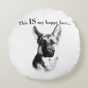 German Shepherd Happy Face Rundes Kissen
