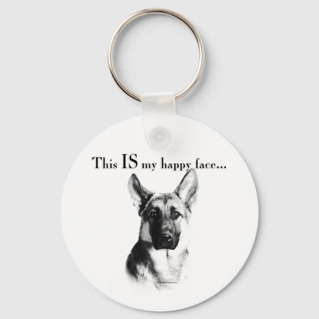 German Shepherd Happy Face Schlüsselanhänger (Vorderseite)