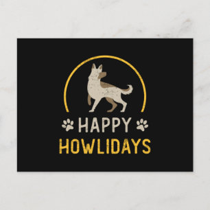 German Shepherd Happy Howlidays Dog Vintag Funny Postkarte