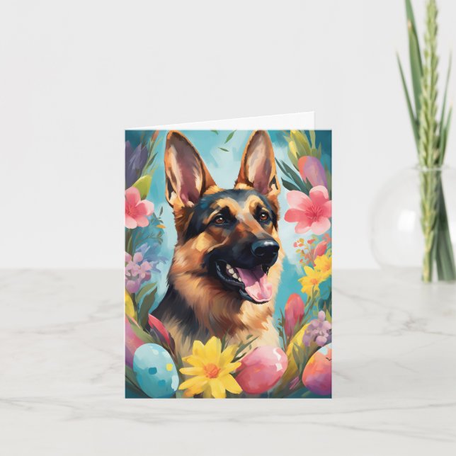 German Shepherd Happy Oaster Karte (Vorderseite)