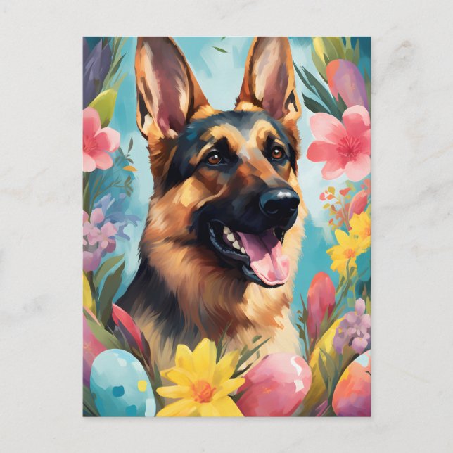 German Shepherd Happy Oaster Postkarte (Vorderseite)