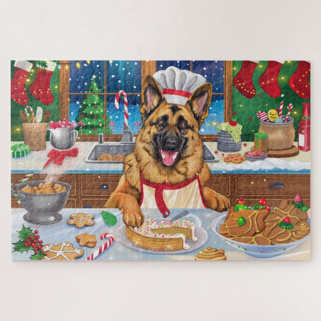 German Shepherd Holiday Baking: Festliche Weihnach Puzzle (Horizontal)