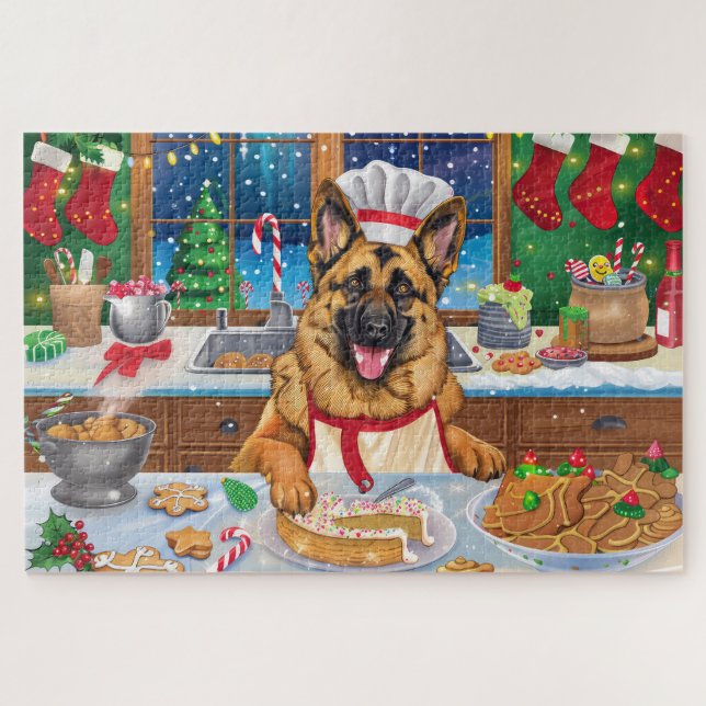German Shepherd Holiday Baking: Festliche Weihnach Puzzle (Horizontal)