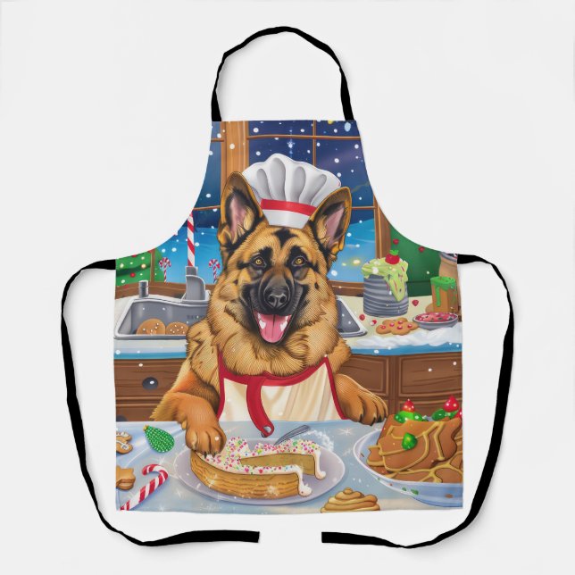 German Shepherd Holiday Baking: Festliche Weihnach Schürze (Vorderseite)