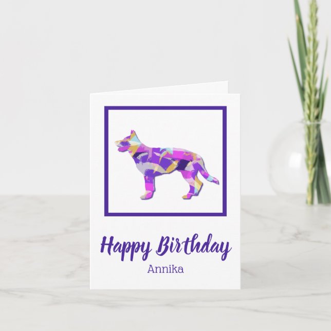 German Shepherd Hund Silhouette PPY&B Geburtstag Karte (Vorderseite)