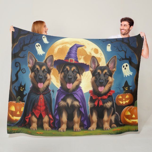 German Shepherd Hunde Pumpkin Halloween Funny Fleecedecke (Beispiel)