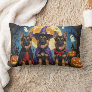 German Shepherd Hunde Pumpkin Halloween Funny Lendenkissen