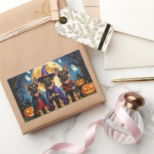 German Shepherd Hunde Pumpkin Halloween Funny Rechteckiger Aufkleber