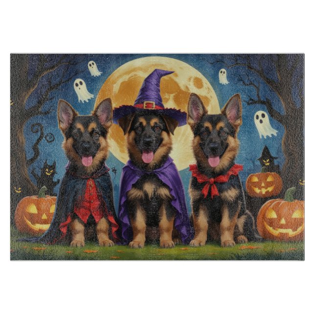 German Shepherd Hunde Pumpkin Halloween Funny Schneidebrett (Vorderseite)