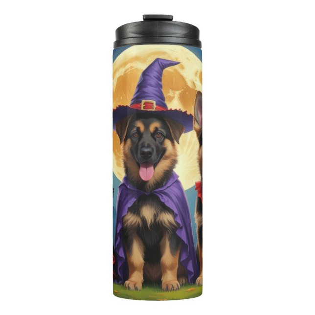 German Shepherd Hunde Pumpkin Halloween Funny Thermosbecher (Vorderseite)