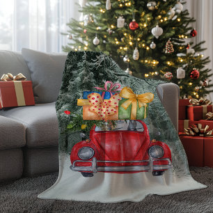 German Shepherd Hunde Weihnachten Autofahren es Zu Fleecedecke