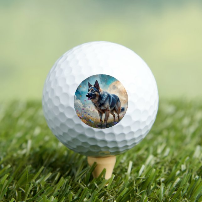 German Shepherd in Floral Field Golfball (Insitu T-Shirt)