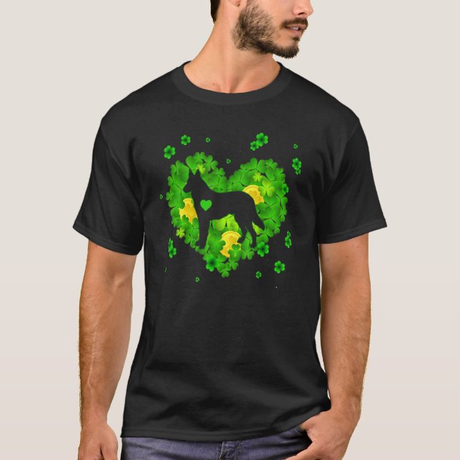German Shepherd Irish Shamrock St Patrick Day Dog T-Shirt (Vorderseite)