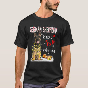 German Shepherd Kisses Fix Everything Christmas Li T-Shirt