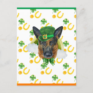 German Shepherd Kleeblatt St. Patricks Day Feiertagspostkarte