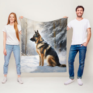 German Shepherd Let It Snow Weihnachten Fleecedecke