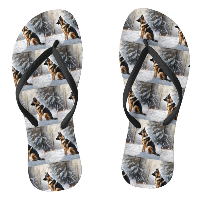 German Shepherd Let It Snow Weihnachten Flip Flops (Fußbett)