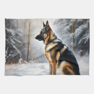 German Shepherd Let It Snow Weihnachten Geschirrtuch