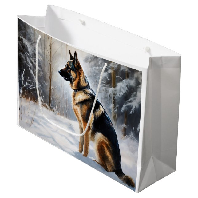 German Shepherd Let It Snow Weihnachten Große Geschenktüte (Vorderseite Schrägansicht)