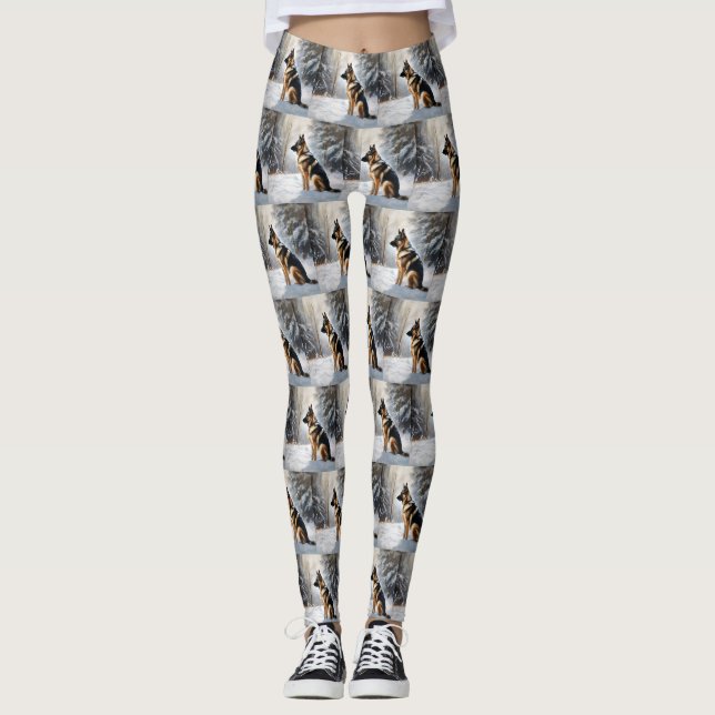 German Shepherd Let It Snow Weihnachten Leggings (Vorderseite)