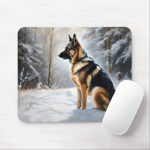 German Shepherd Let It Snow Weihnachten Mousepad