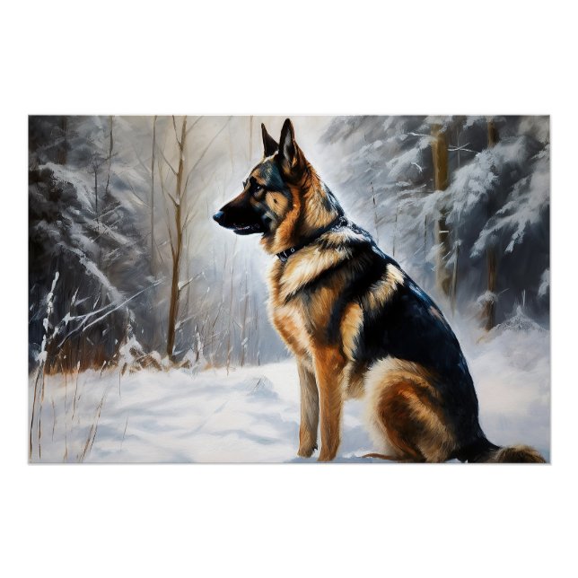 German Shepherd Let It Snow Weihnachten Poster (Vorderseite)