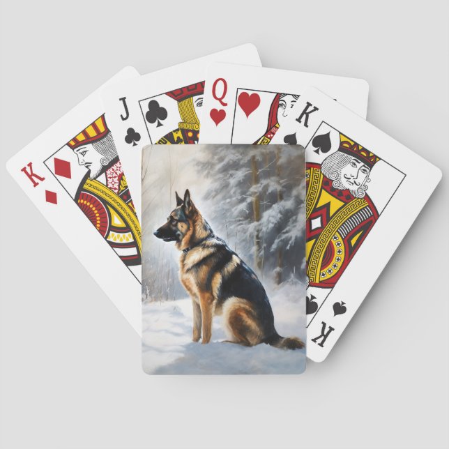 German Shepherd Let It Snow Weihnachten Spielkarten (Rückseite)