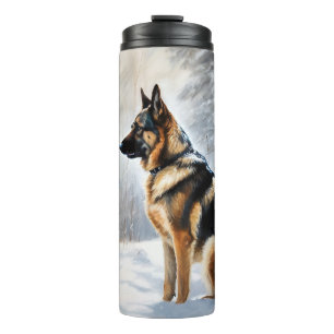 German Shepherd Let It Snow Weihnachten Thermosbecher