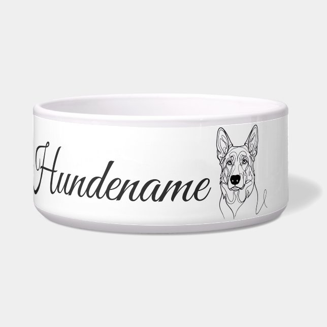 German Shepherd Line Art personalized bowl Napf (Vorderseite)