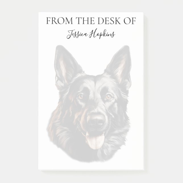 German Shepherd Lover Monogrammed Dog Post-it Klebezettel (Vorderseite)