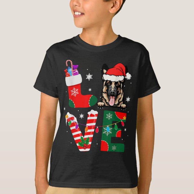 German Shepherd Lover Santa Claus Weihnachts-Hunde T-Shirt (Vorderseite)