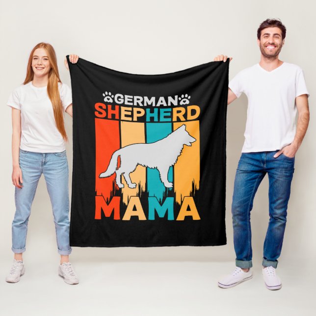German Shepherd MAMA, Blue Brown on Black Fleecedecke (Beispiel)