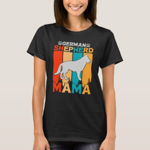 German Shepherd MAMA, Blue Brown on Ladys Black T-Shirt