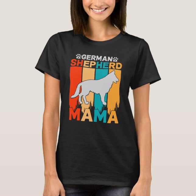 German Shepherd MAMA, Blue Brown on Ladys Black T-Shirt (Vorderseite)
