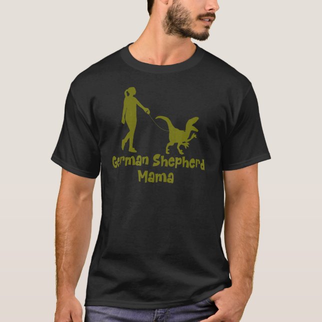 German Shepherd Mama Dinosaur T-Shirt (Vorderseite)