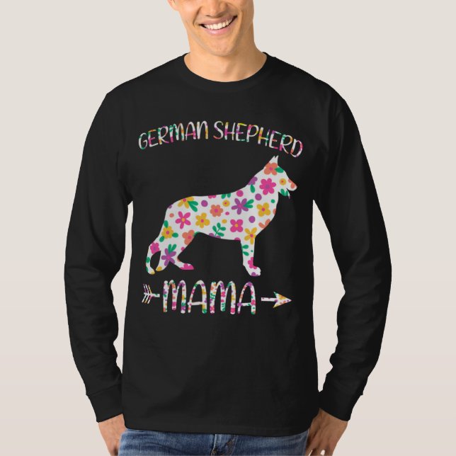 German Shepherd Mama Floral Dog Mom Mothers Day T-Shirt (Vorderseite)