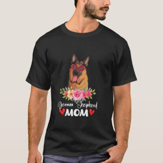 German Shepherd Mama Mama Sunglasses Blume Dog Lov T-Shirt