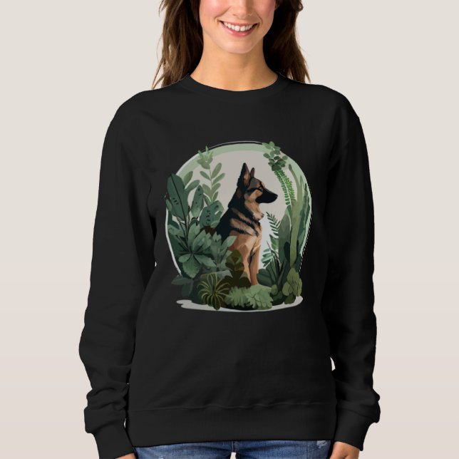 German Shepherd Mama Plant  Dog Sweatshirt (Vorderseite)