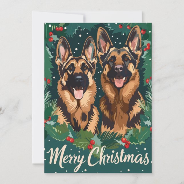 German Shepherd Merry Christmas Feiertagskarte (Vorderseite)