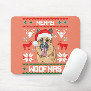 German Shepherd Merry Woofmas Sweatshirt Weihnacht Mousepad