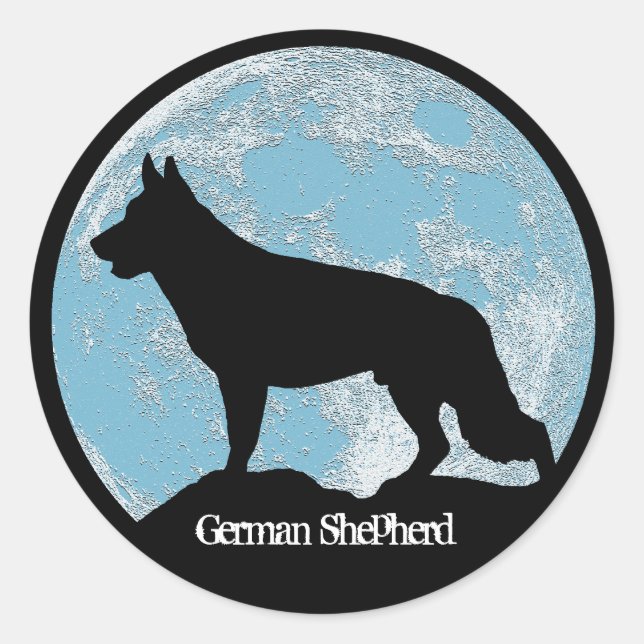 German Shepherd Moon Runder Aufkleber (Vorderseite)