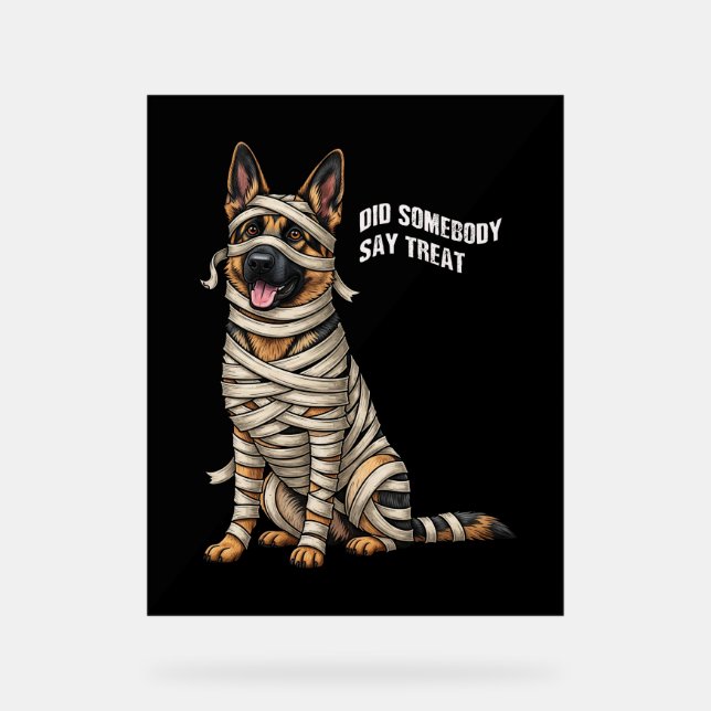 German Shepherd Mummy Halloween Dog Acrylschild (Vorderseite)