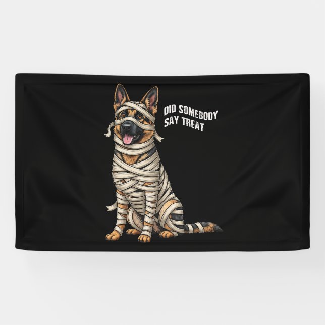 German Shepherd Mummy Halloween Dog Banner (Horizontal)