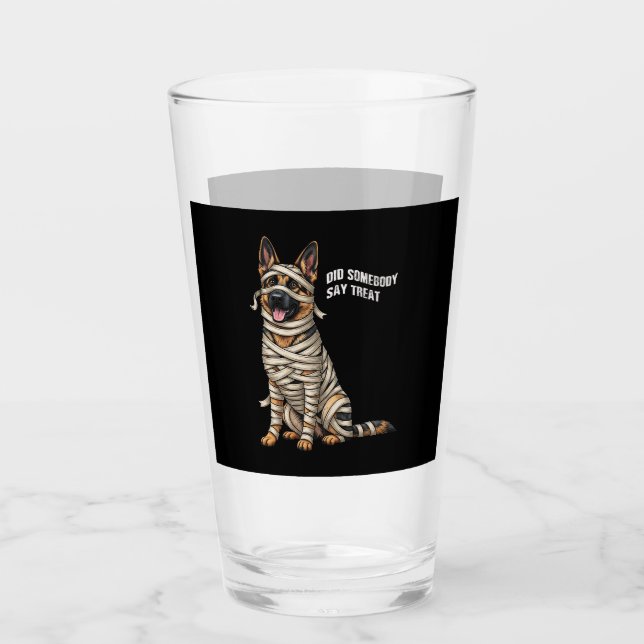 German Shepherd Mummy Halloween Dog Glas (Vorderseite)