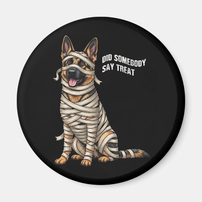 German Shepherd Mummy Halloween Dog Magnet (Vorne)