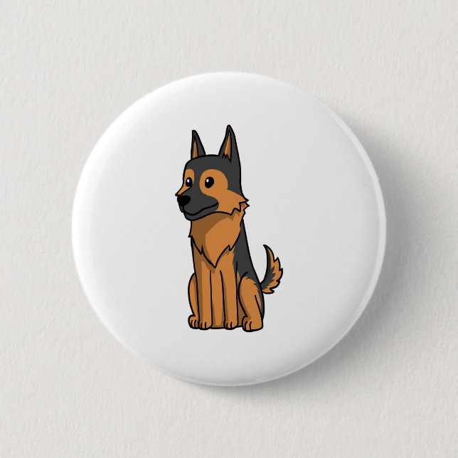 German Shepherd Niedlich Cartoon Button (Vorderseite)