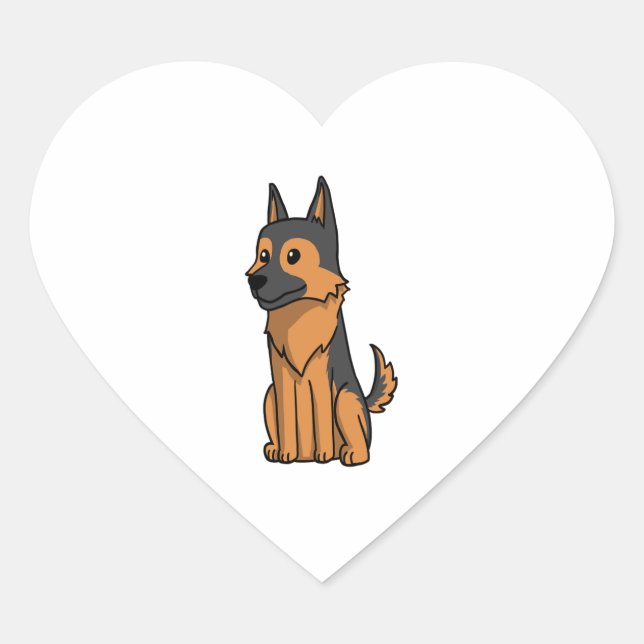 German Shepherd Niedlich Cartoon Herz-Aufkleber (Vorderseite)