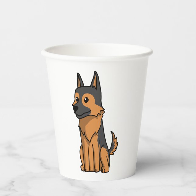 German Shepherd Niedlich Cartoon Pappbecher (Vorderseite)