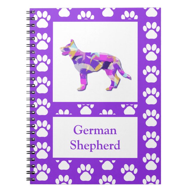 German Shepherd Niedlich Pet Silhouette Lila PY&B Notizblock (Vorderseite)