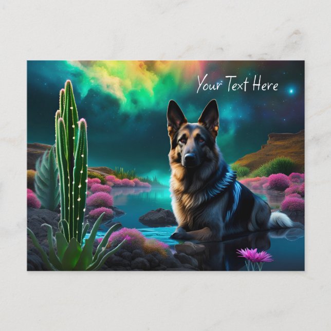 German Shepherd on a Alien World Postkarte (Vorderseite)
